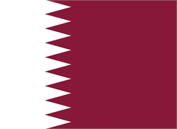 [ai] The national flag of Qatar, featuring a maroon field with a white serrated band along the left side.